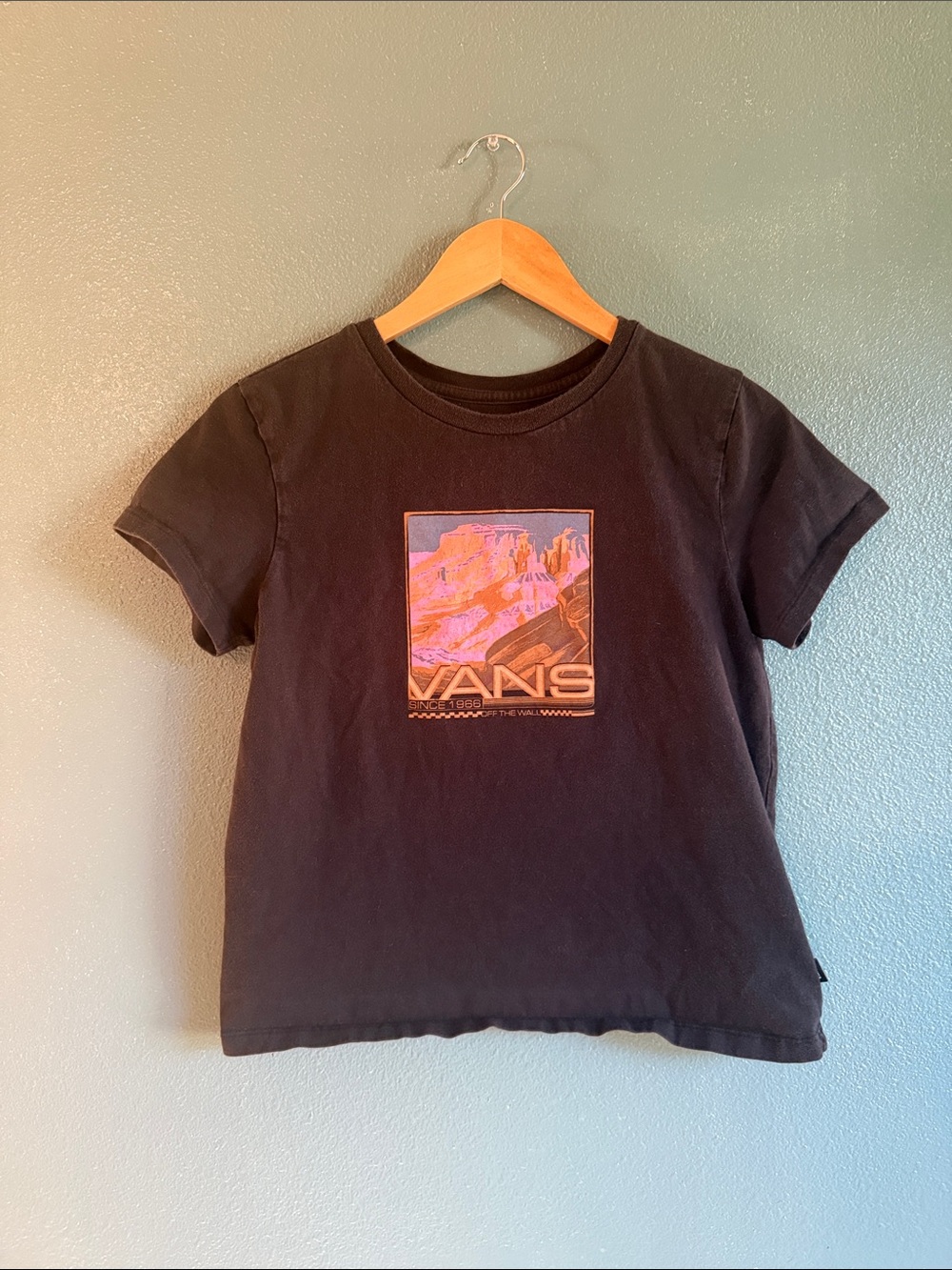 Vans Kids Black Tee with Pink/Orange Desert Graphic